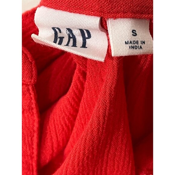 Gap Top Womens Small Shirt Blouse Long Sleeve Red Peasant Boho Casual Fall Work - Picture 10 of 16